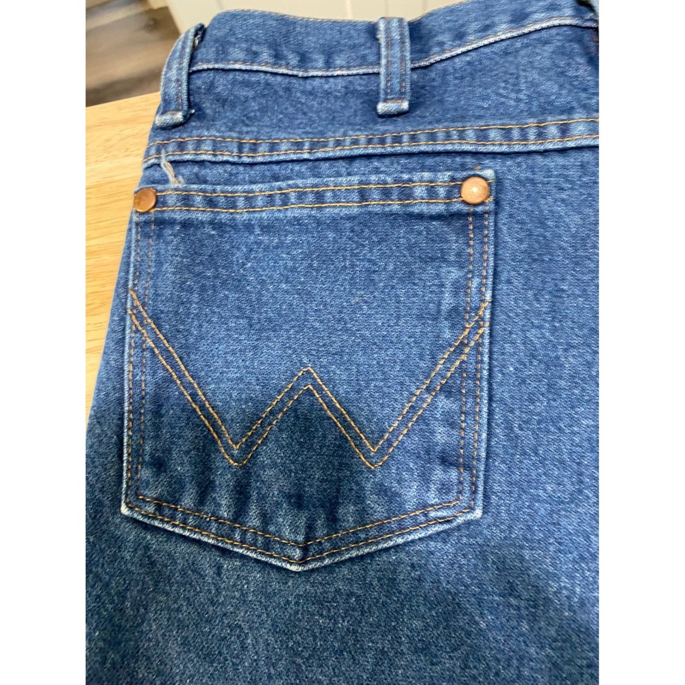 Wrangler 936DEN Cowboy Cut Slim Fit Jeans Blue Denim Mens 34x32 - Picture 5 of 5